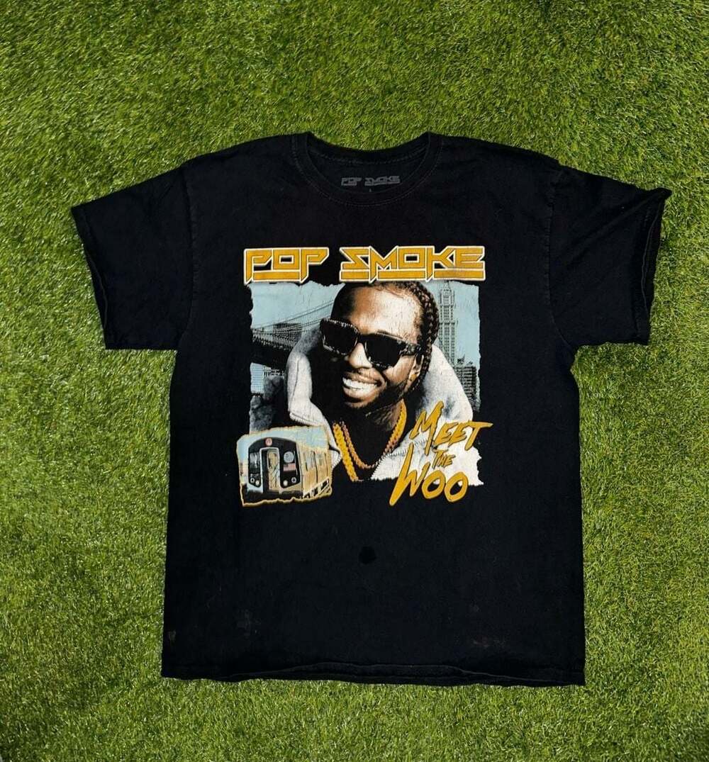 Pop Smoke Meet The Woo Official Merch Graphic T-Shirt Black Size L